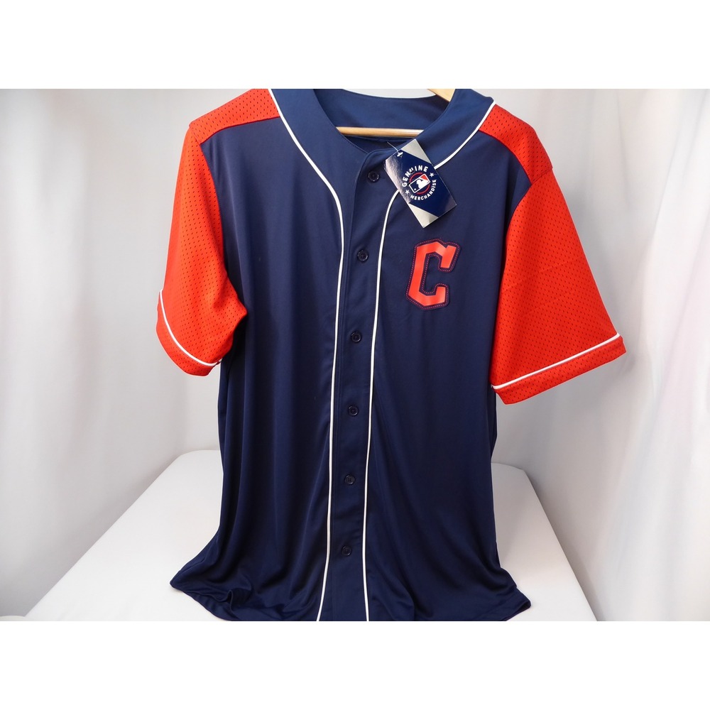 Majestic MLB Cleveland Guardians Baseball Jersey Men's XL Navy Blue Red NWT